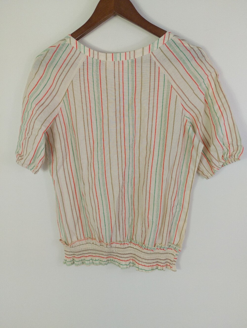 Luna Moon Boho Striped Smocked Peasant Blouse Size Small - Picture 7 of 7